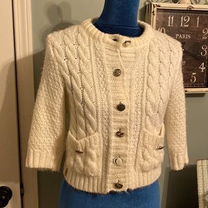 ❄️5 for $10 🏷 • JAM Jrs Cropped Button 3/4 Sleeve Shrug Sweater • Cream Size S
